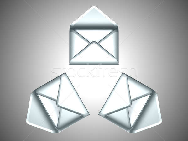 Mail - 3 opened silver envelopes Stock photo © Arsgera