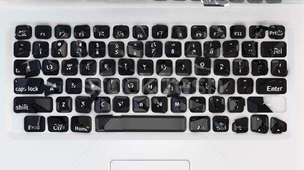 Endommagé clavier d'ordinateur portable trojan virus Photo stock © Arsgera