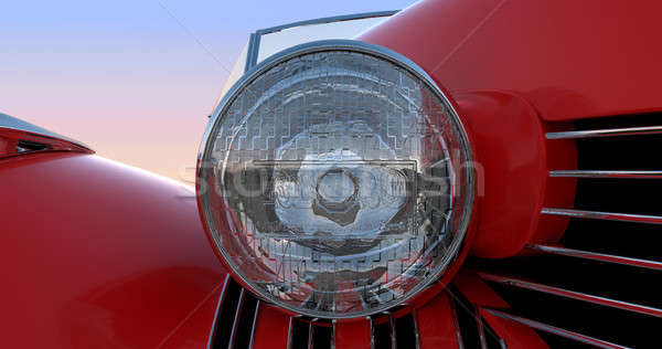 Headlight and hood of red retro car Stock photo © Arsgera