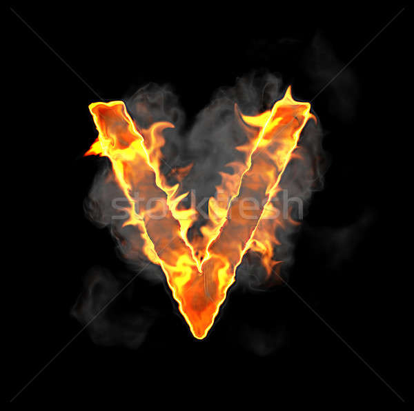 Burning and flame font V letter Stock photo © Arsgera