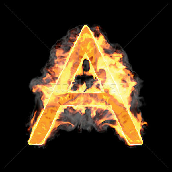 Burning and flame font A letter over black Stock photo © Arsgera