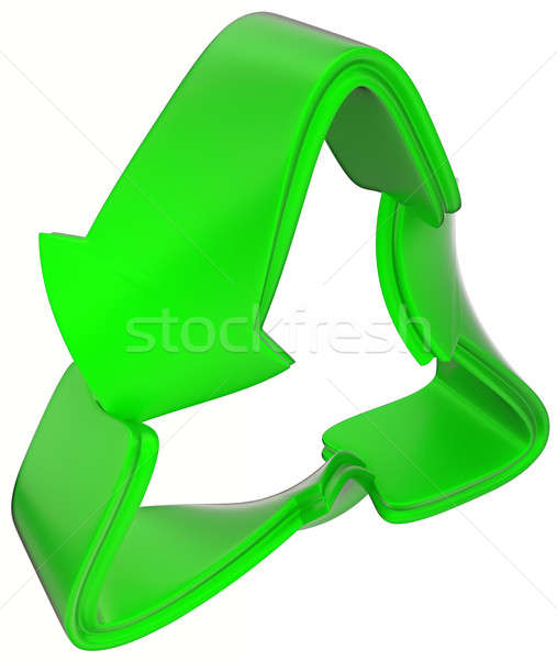 sustainability and ecology: green recycling symbol Stock photo © Arsgera