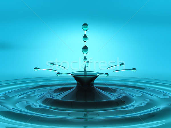 Splashes and drops of blue liquid with splatter Stock photo © Arsgera