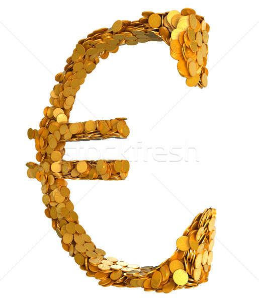 Golden Euro. Symbol assembled with coins Stock photo © Arsgera