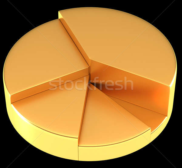 Glossy golden pie chart or circular graph Stock photo © Arsgera
