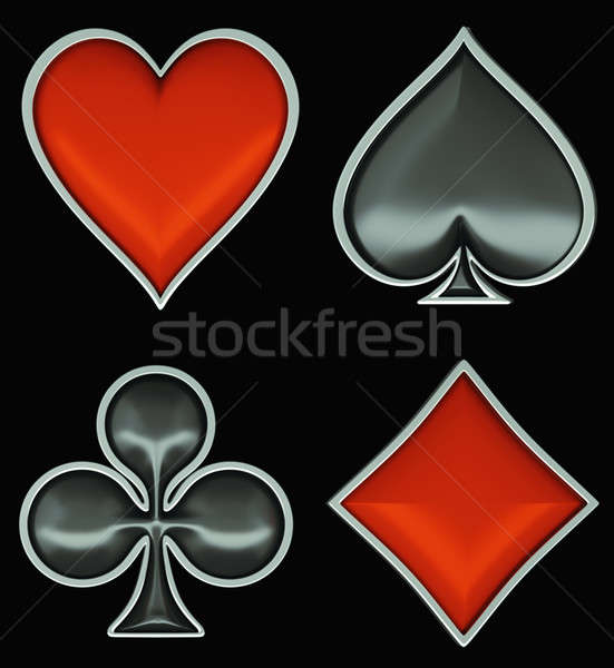 Card suits with gray framing isolated over black Stock photo © Arsgera