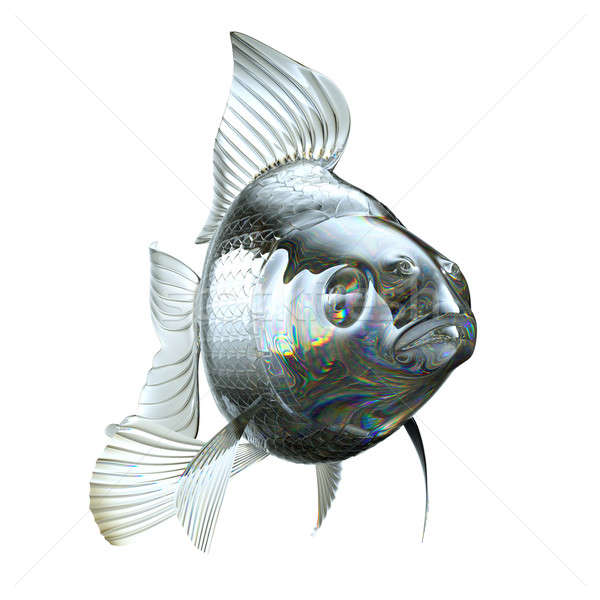 Goldfish made of semitransparent glass isolated Stock photo © Arsgera