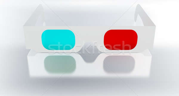 Okulary 3d metaliczny powierzchnia refleksji oka telewizji Zdjęcia stock © Arsgera