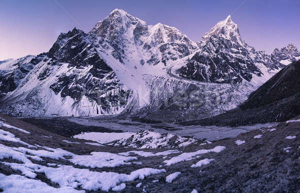 Sunrise in the Himalays Taboche and Cholatse summits Stock photo © Arsgera