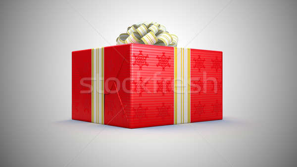 Present or gift box with bow over grey Stock photo © Arsgera