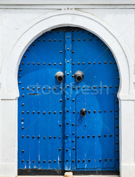 Foto stock: Azul · puerta · puerta · ornamento · pared · calle