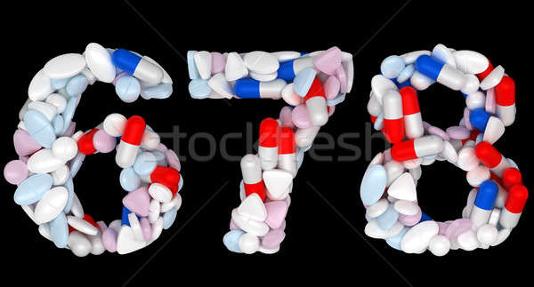 Pills font 6 7 and 8 numerals isolated Stock photo © Arsgera