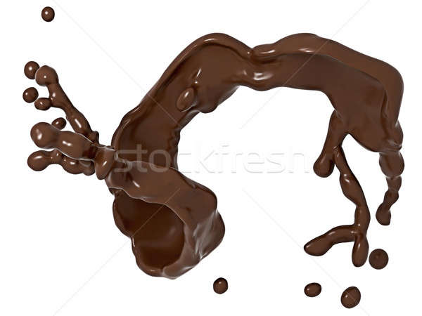 Splash Liquid chocolate with drops isolated Stock photo © Arsgera