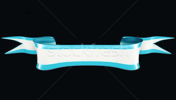 Stock photo: White ribbon with blue edging useful as emblem