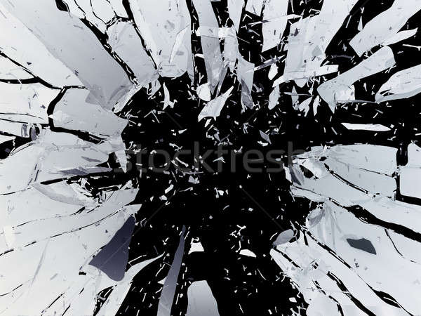 Pieces of Broken Shattered black glass isolated on black Stock photo © Arsgera