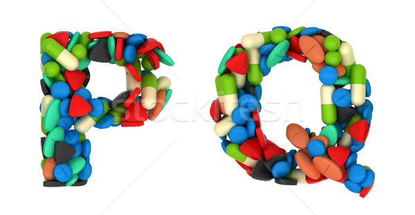 Pharmacy font P and Q pills letters Stock photo © Arsgera