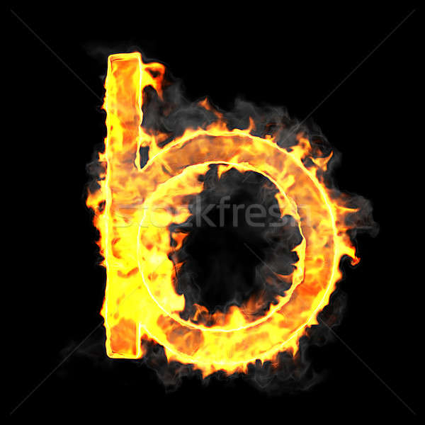 Brandend vlam doopvont brief zwarte textuur Stockfoto © Arsgera