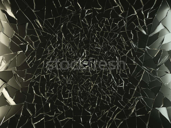 Small sharp Pieces of shattered black glass Stock photo © Arsgera