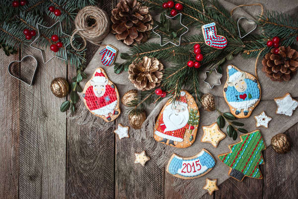 Xmas pastry and homemade cookies with decoration Stock photo © Arsgera