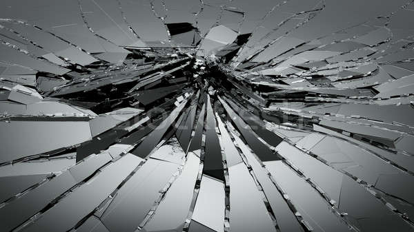 Bullet hole pieces of shattered or smashed glass Stock photo © Arsgera