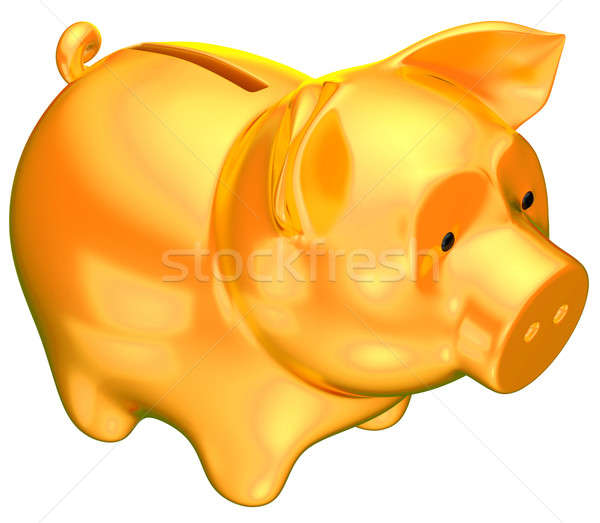 Wealth: Golden piggy bank isolated Stock photo © Arsgera