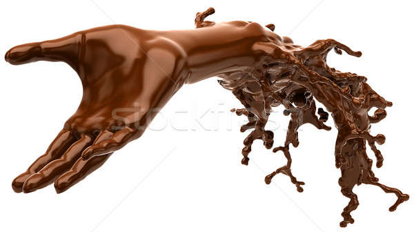 Chocolate: liquid hand shape isolated Stock photo © Arsgera