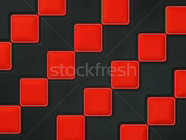 Black Stitched leather background with red rhombuses Stock photo © Arsgera