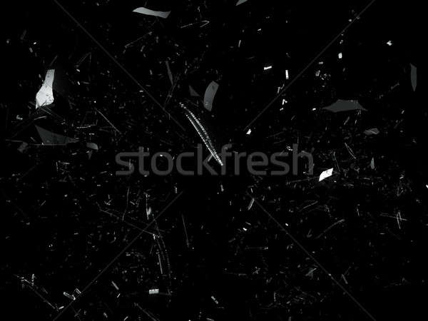 Pieces of Shattered glass on black Stock photo © Arsgera