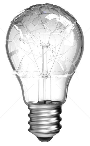 Megbukott ötlet villanykörte izolált fehér lámpa Stock fotó © Arsgera