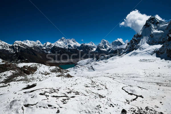 View from Renjo Pass: Everest Mt. and Gokyo lake Stock photo © Arsgera