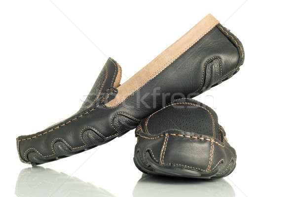 Modern black mens shoes moccasins Stock photo © Arsgera