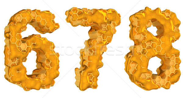 Honey font 6 7 and 8 numerals isolated Stock photo © Arsgera