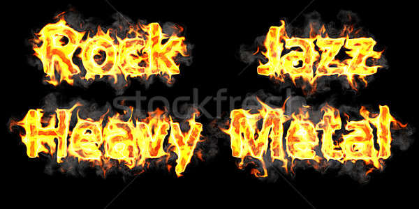 Rock jazz metales pesados llameante palabras negro Foto stock © Arsgera