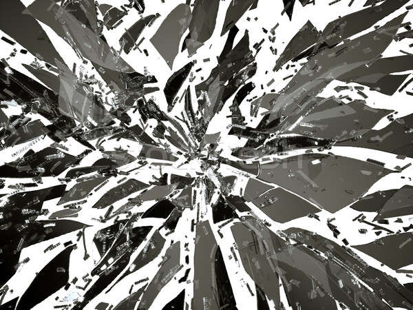シャープ 壊れた 黒 ガラス 孤立した 白 ストックフォト © Arsgera
