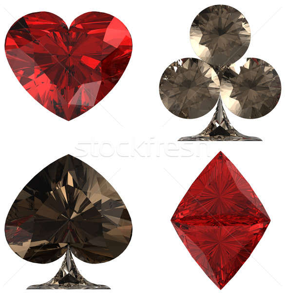 Colored Diamond shaped Card Suits on white Stock photo © Arsgera