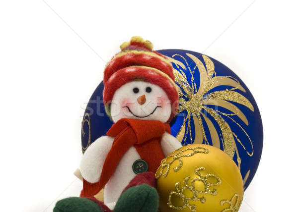 Cute Cuddly Christmas toy with colorful New Year Balls Stock photo © Arsgera