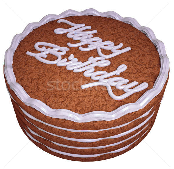 Happy birthday: cake with greeting words isolated Stock photo © Arsgera