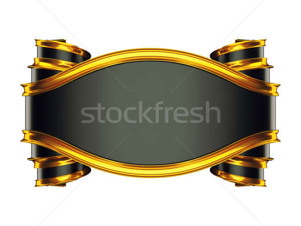 Large black emblem with curles and golden bordering Stock photo © Arsgera