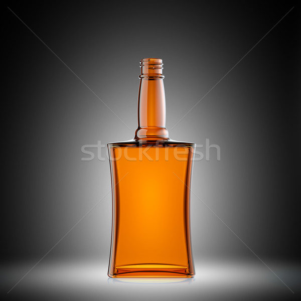 Foto stock: Vazio · vermelho · vidro · garrafa · brandy · cinza