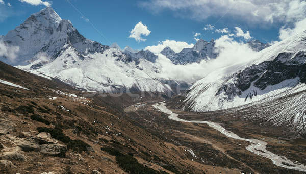 Ama Dablam peak or summit and Pheriche valley in Himalayas Stock photo © Arsgera