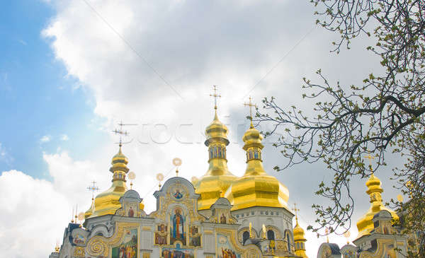  Laura in spring. Golden domes over cloudy sky Stock photo © Arsgera