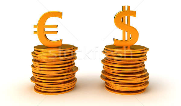 Dolar euro valuta ecuatie alb metal Imagine de stoc © Arsgera