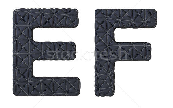 Luxury black stitched leather font E F letters Stock photo © Arsgera