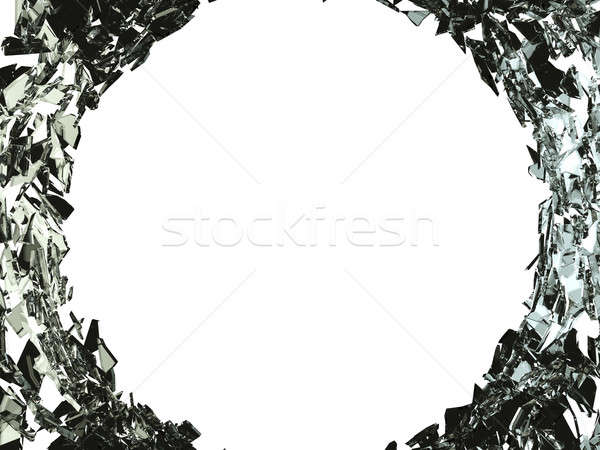 Big bullet hole and shattered glass on white Stock photo © Arsgera