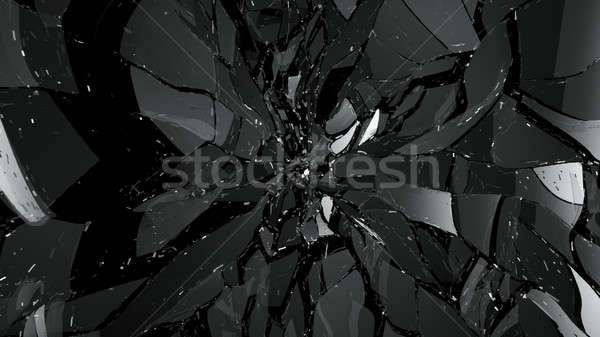 Broken and Shattered pieces of glass on black Stock photo © Arsgera