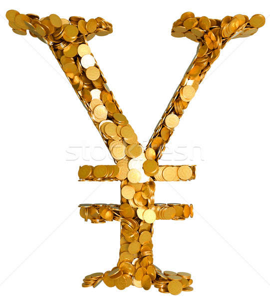 Yen currency and cash. Symbol assembled with coins Stock photo © Arsgera