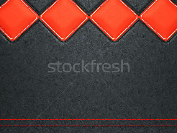 Leather background with red stitch and rhombuses Stock photo © Arsgera