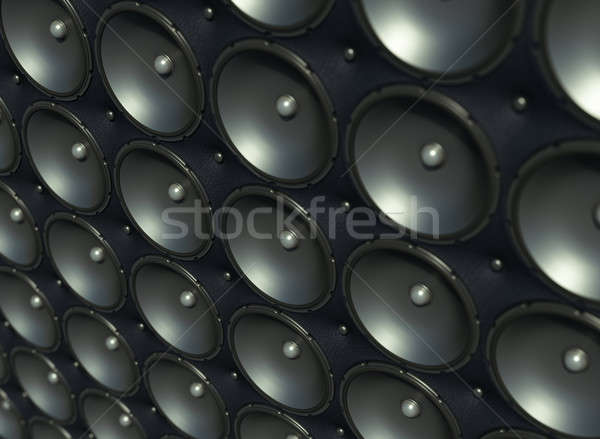 Sound wall: black speakers over leather pattern  Stock photo © Arsgera