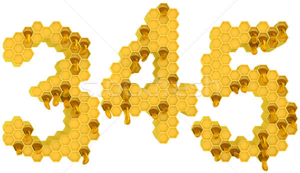 Honey font 3 4 and 5 numerals isolated  Stock photo © Arsgera
