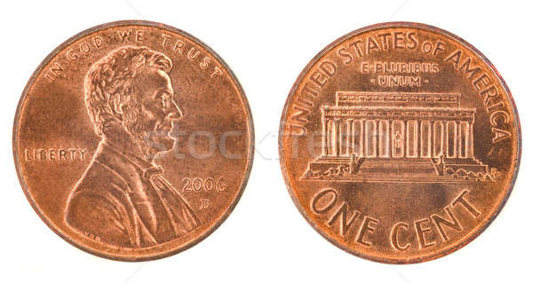 Een cent Verenigde Staten geld munt geïsoleerd Stockfoto © Arsgera